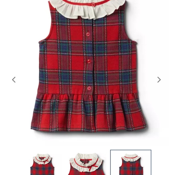 NWOT Janie and Jack girls ruffled neck peplum plaid top - Picture 4 of 5